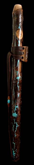 English Walnut Branch Flute in B with Turquoise Inlay from Dryad Flutes