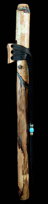 Birch Branch Flute in B with Turquoise Inlay from Dryad Flutes
