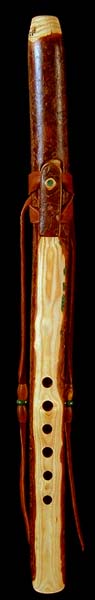 Ponderosa Pine Branch Flute in c# with Malachite from Dryad Branch Flutes
