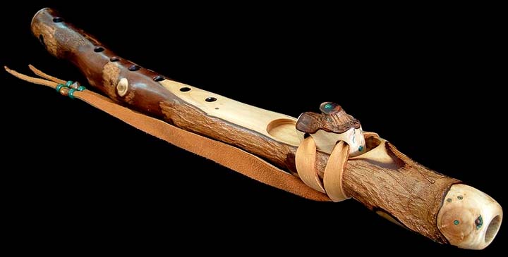California Peppertree Branch Flute in B with Malachite Inlay from Dryad Branch Flutes