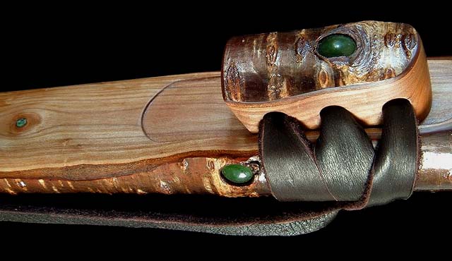 Japanese Mountain Cherry Branch Flute in A with Jade Inlay from Dryad Flutes