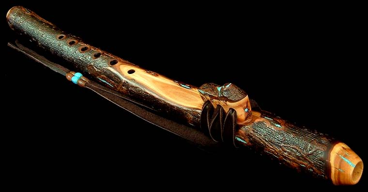 Willow Branch Flute in F# with Turquoise Inlay from Dryad Flutes