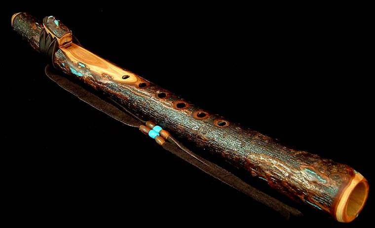 Willow Branch Flute in F# with Turquoise Inlay from Dryad Flutes