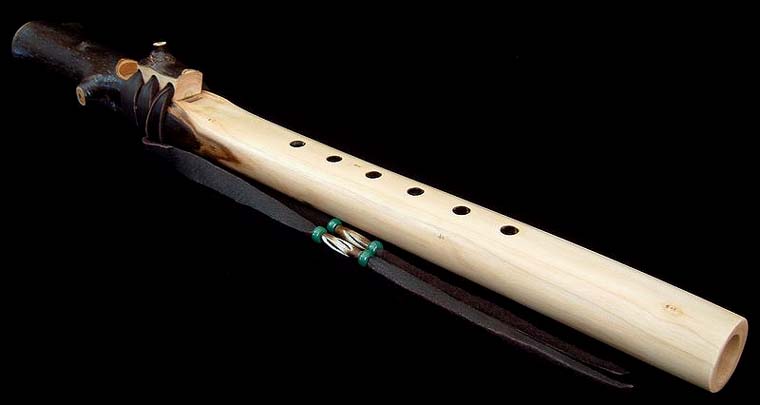 California Bay Laurel Branch Flute in A with Malachite Inlay from Dryad Flutes
