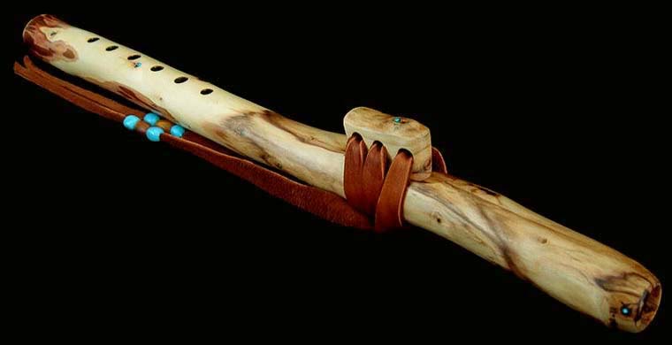 Redwood Branch Flute in A# with Turquoise Inlay from Dryad Branch Flutes