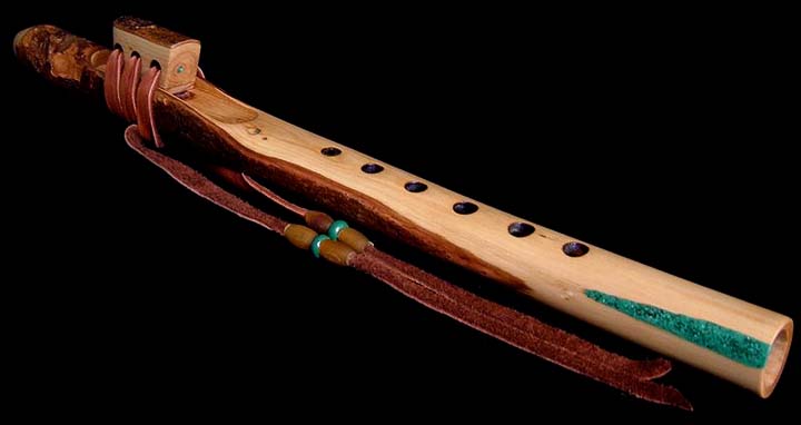 Ironbark Eucalyptus Branch Flute in high d with Malachite Inlay from Dryad Branch Flutes