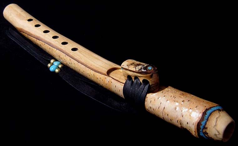 Birch Branch Flute in High D with Turquoise Inlay from Dryad Branch Flutes