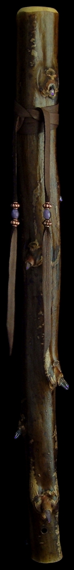 Tobacco Amethyst Crystal Branch Flute in Dm